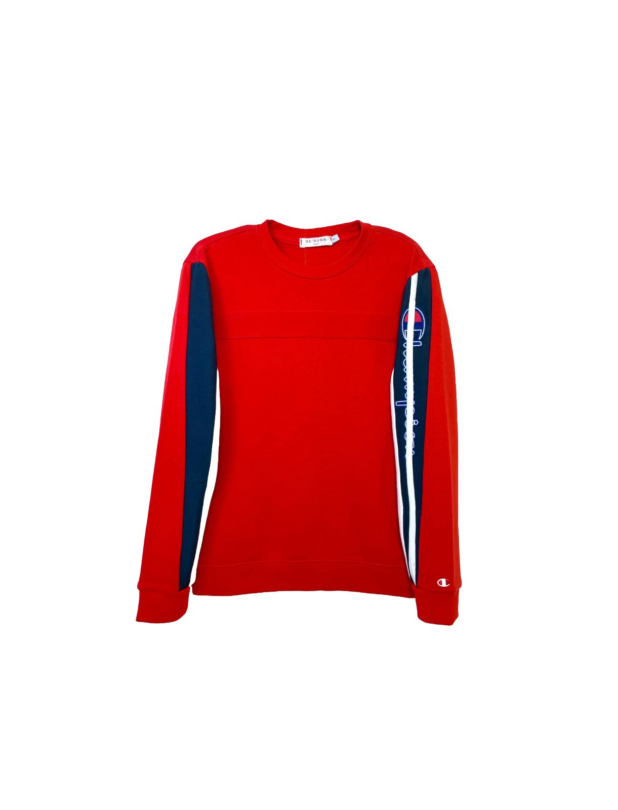 Red crew with sleeve stripe - Image 1