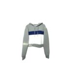 Grey crop hoodie with tie-dye