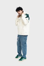 Ecru Shoulder Stripe Hoodie - Image 3