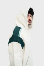 Ecru Shoulder Stripe Hoodie - Image 4