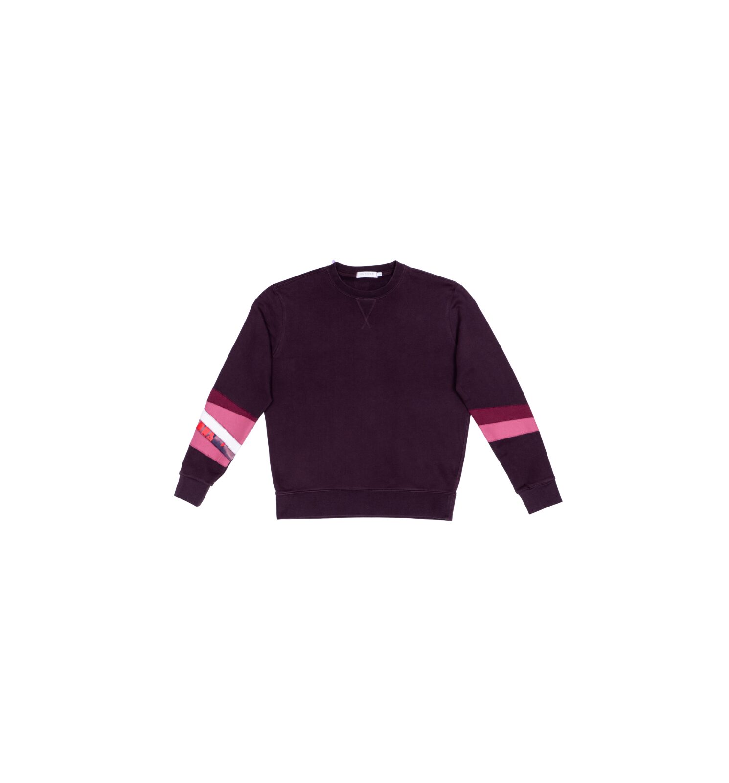 Burgandy Crew with Stripes - Image 1