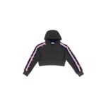 Cropped Khaki Hoodie with Stripe