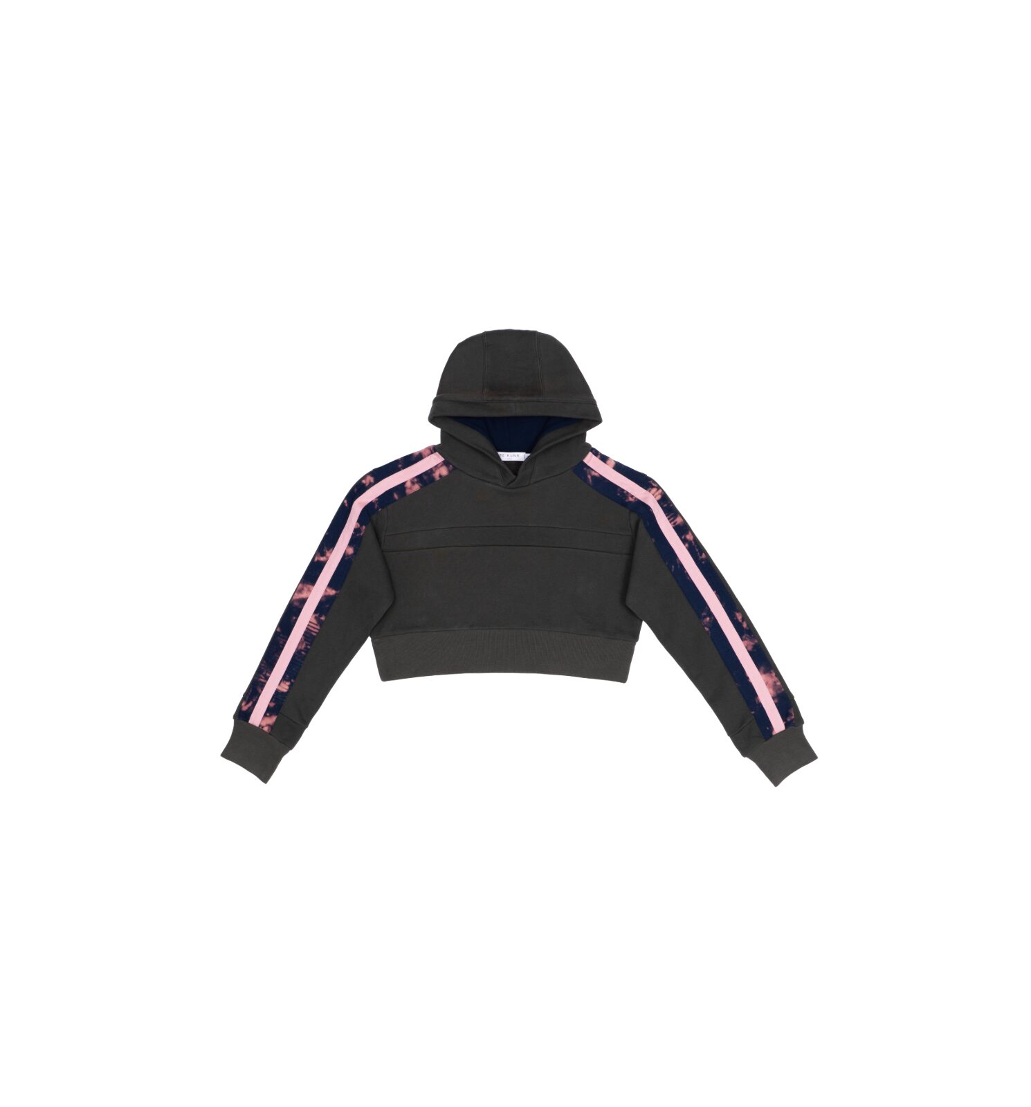 Cropped Khaki Hoodie with Stripe - Image 1