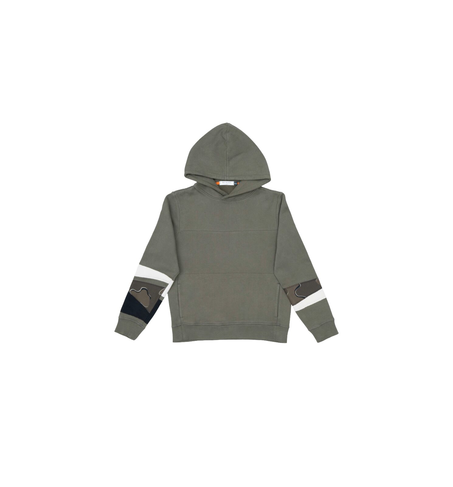 Khaki Hoodie with Stripes - Image 1